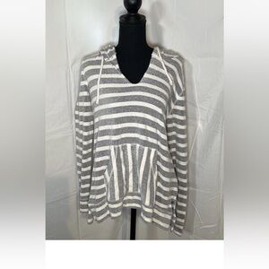 Billabong Light Weight Striped Hoodie Sweatshirt Women’s Large Long Sleeve